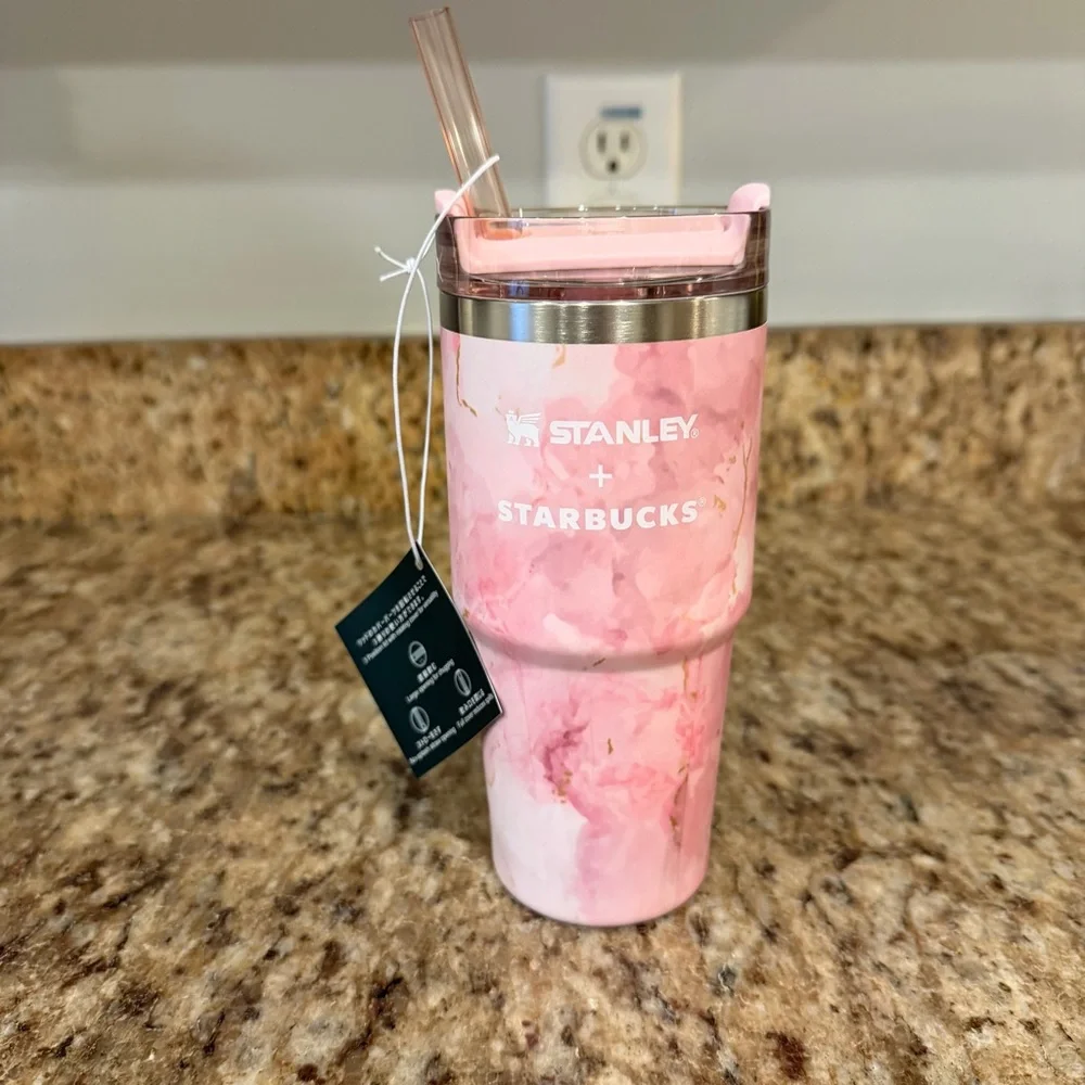 Starbucks Japan SAKURA 2026 3-Way Stainless Tumbler × STANLEY Marble Pink 414ml
